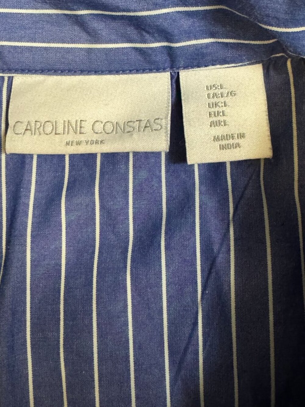 Caroline Constas Womens Blue White Stripe Pajama Top & Shorts Set Size L - Picture 3 of 12